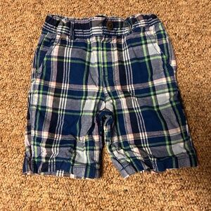 The Children's Place Boys Blue and Green Plaid Shorts, 5T